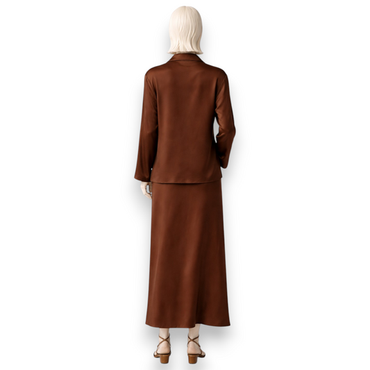 Chocolate Silk Satin Evening Set