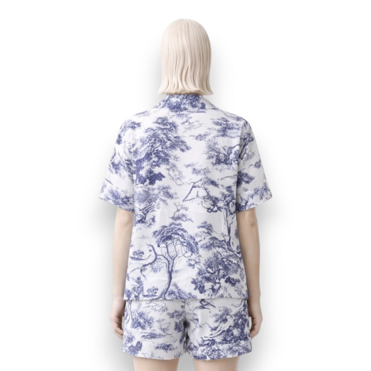 Silk Toile de Jouy Short Pajama Set