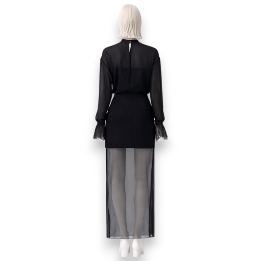 Obsidian Chiffon Mock-Neck Ensemble