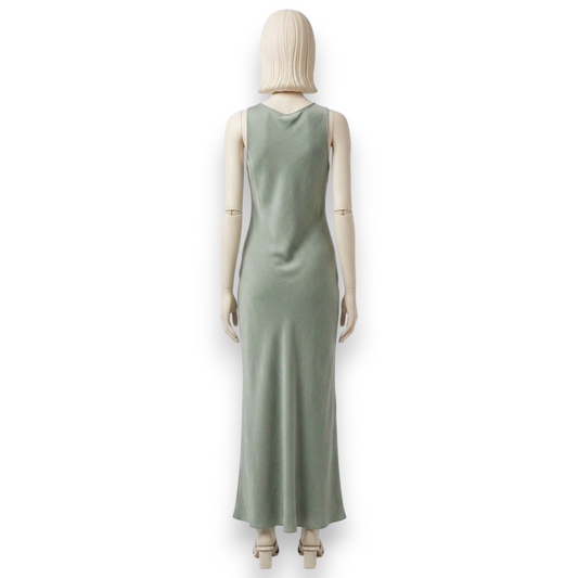 Sage Silk Chiffon Maxi Slip Dress