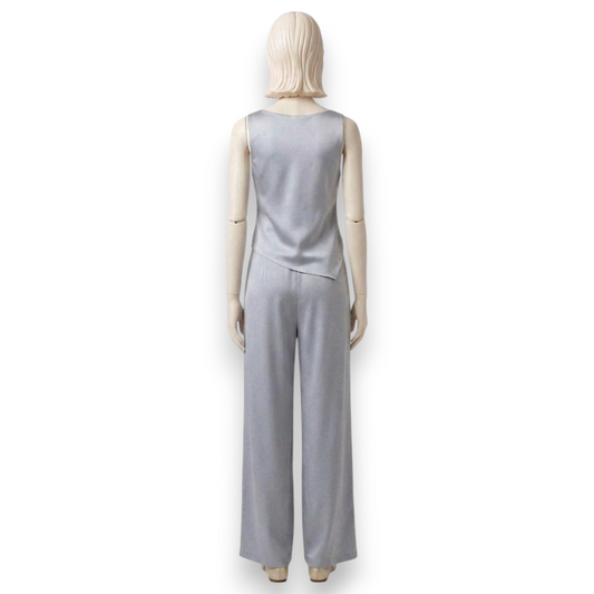Moonlit Silver Silk Drape Ensemble