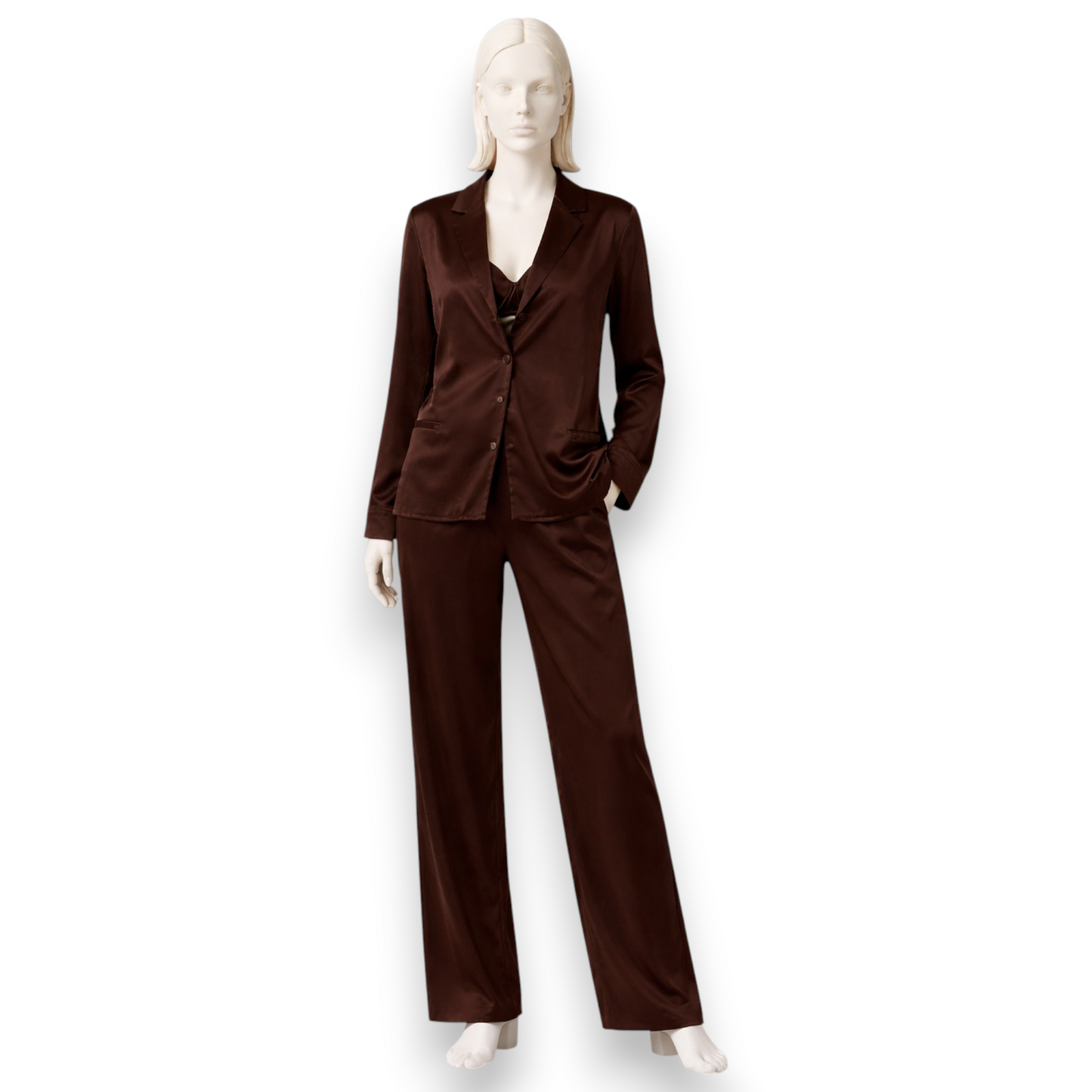 Chocolate Brown Silk Tailored Suit