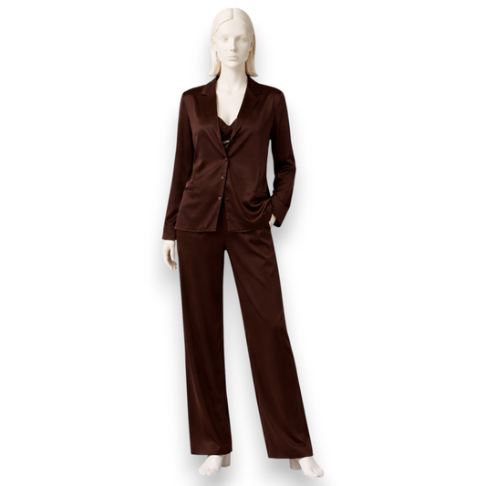 Chocolate Brown Silk Tailored Suit