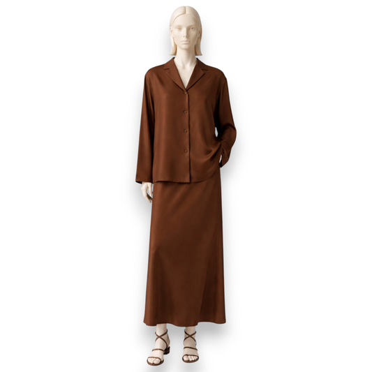 Chocolate Silk Satin Evening Set