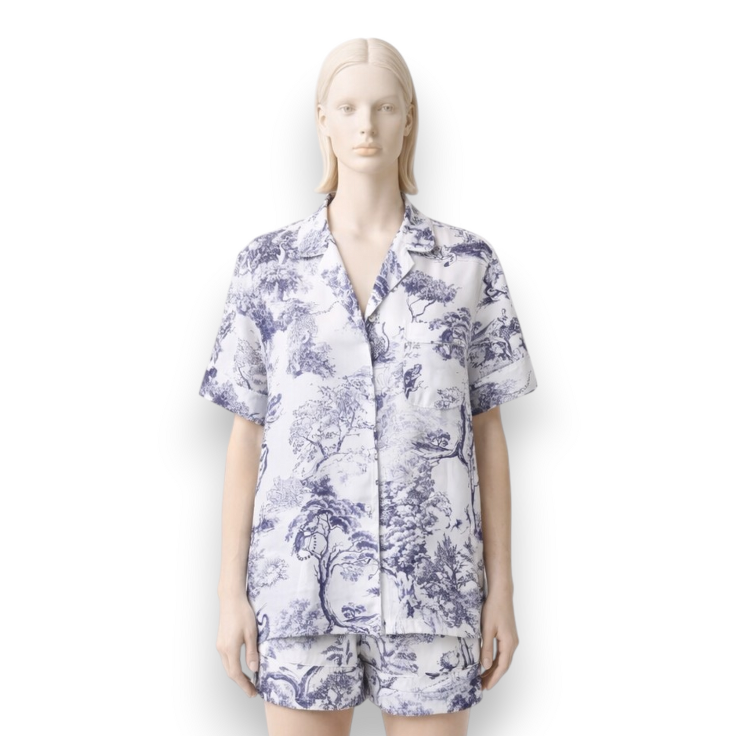 Silk Toile de Jouy Short Pajama Set