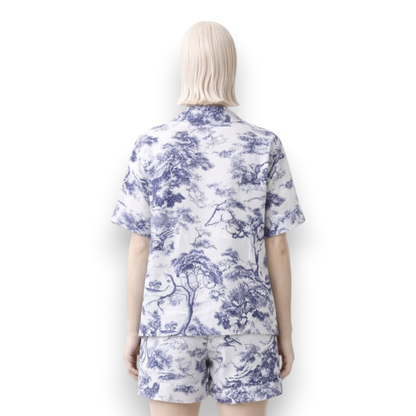 Silk Toile de Jouy Short Pajama Set