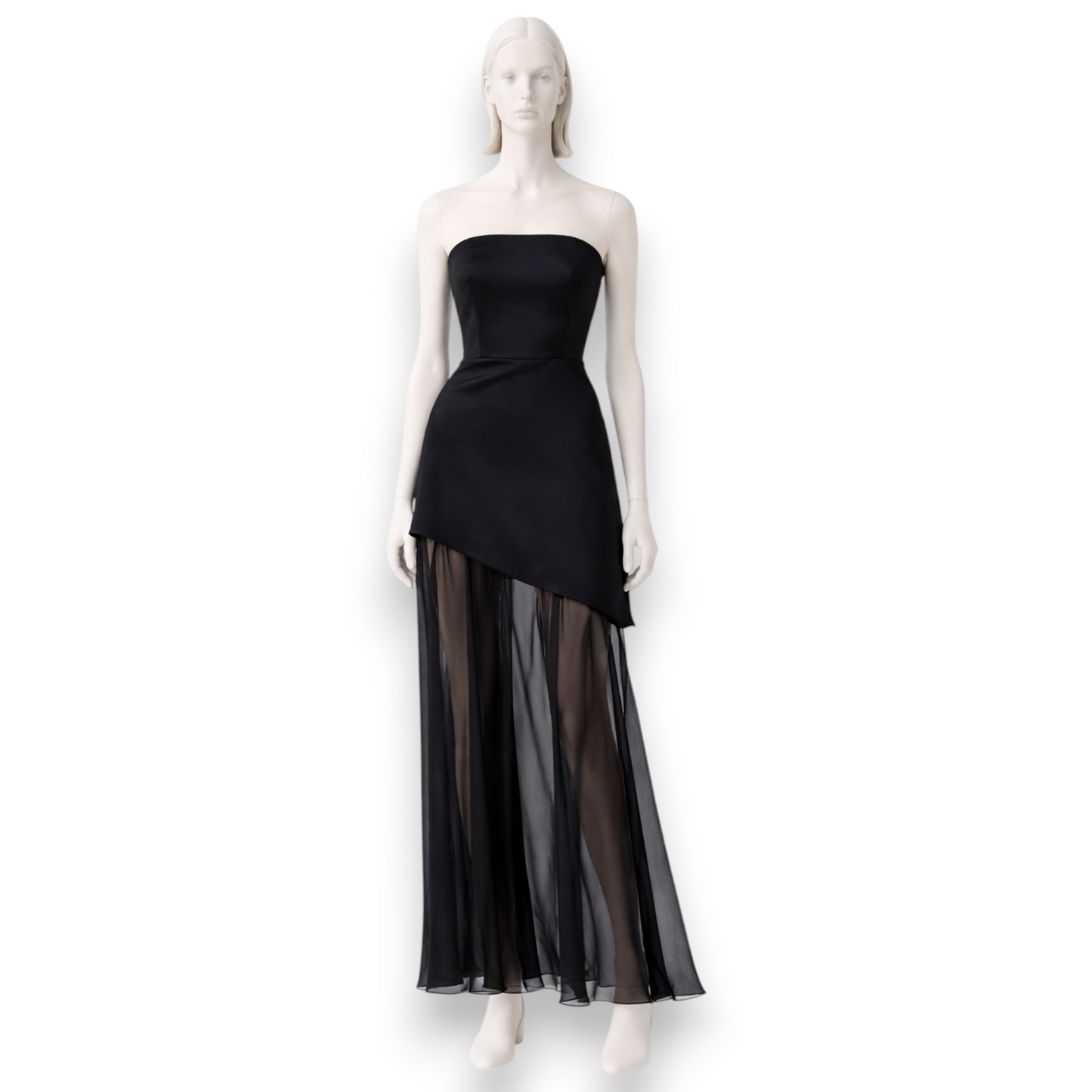 Midnight Silk Chiffon & Satin Gown