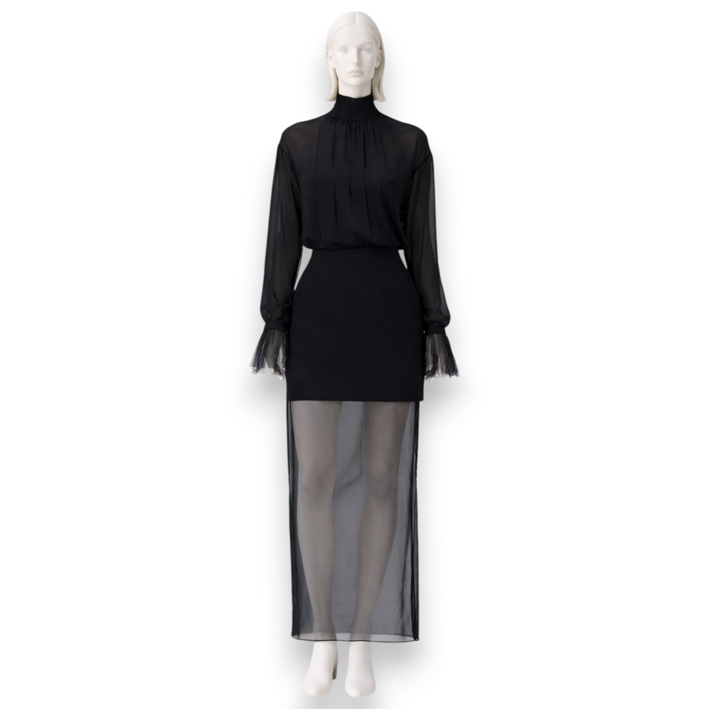 Obsidian Chiffon Mock-Neck Ensemble