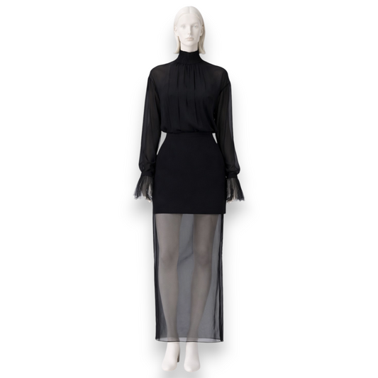 Obsidian Chiffon Mock-Neck Ensemble