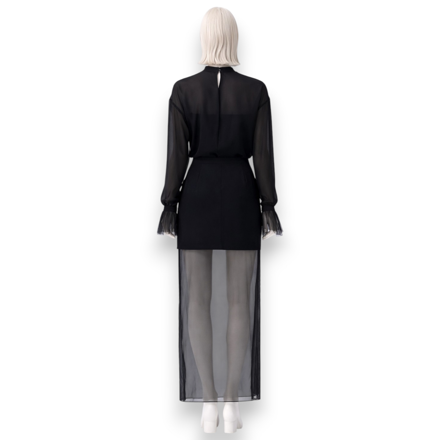 Obsidian Chiffon Mock-Neck Ensemble