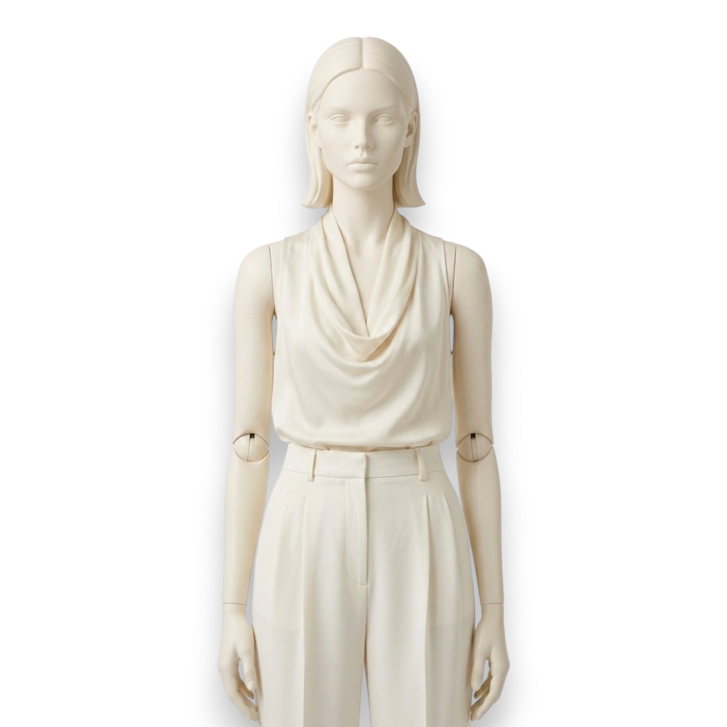 Ivory Silk Cowl Neck Blouse