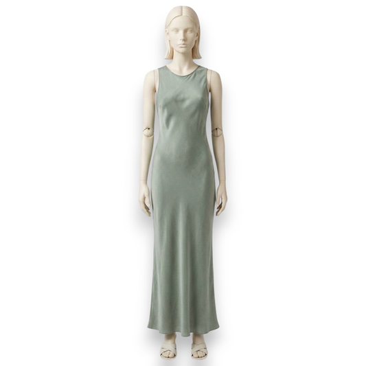 Sage Silk Chiffon Maxi Slip Dress
