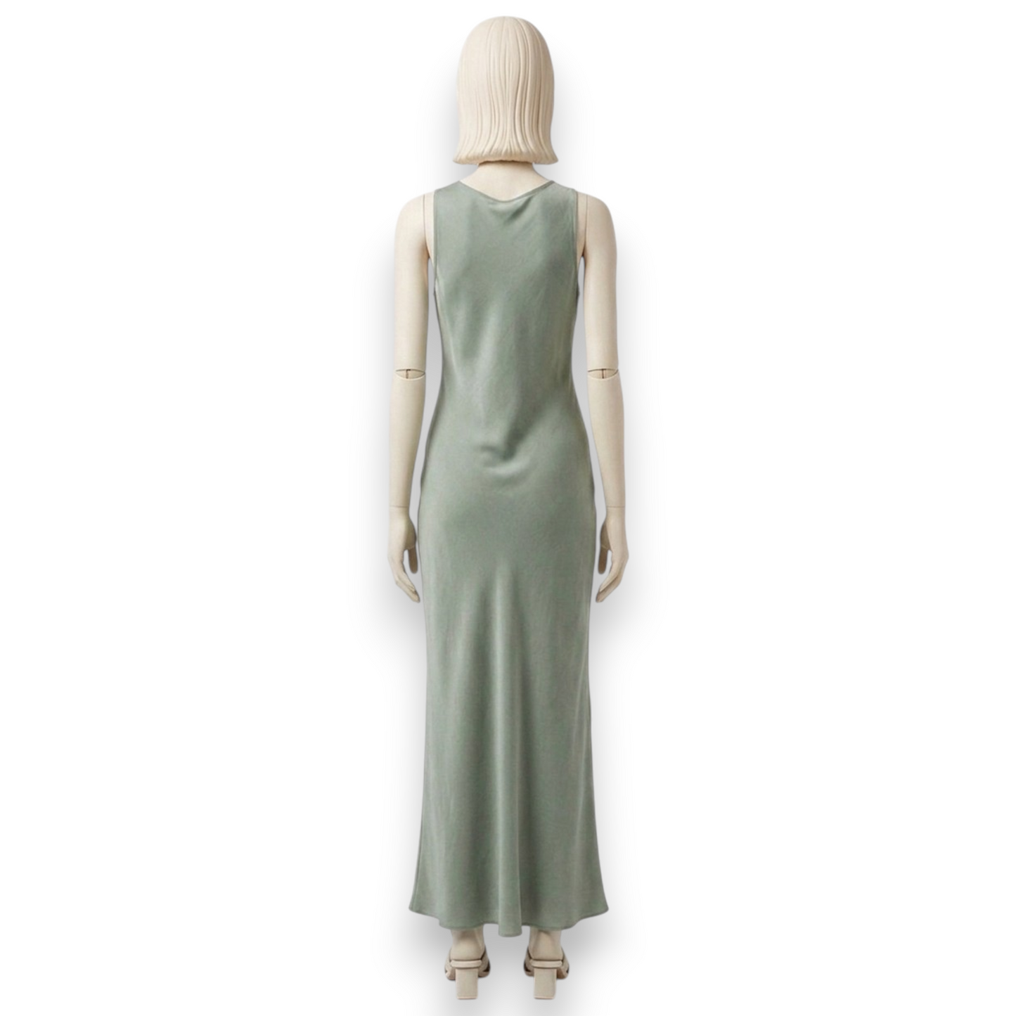 Sage Silk Chiffon Maxi Slip Dress