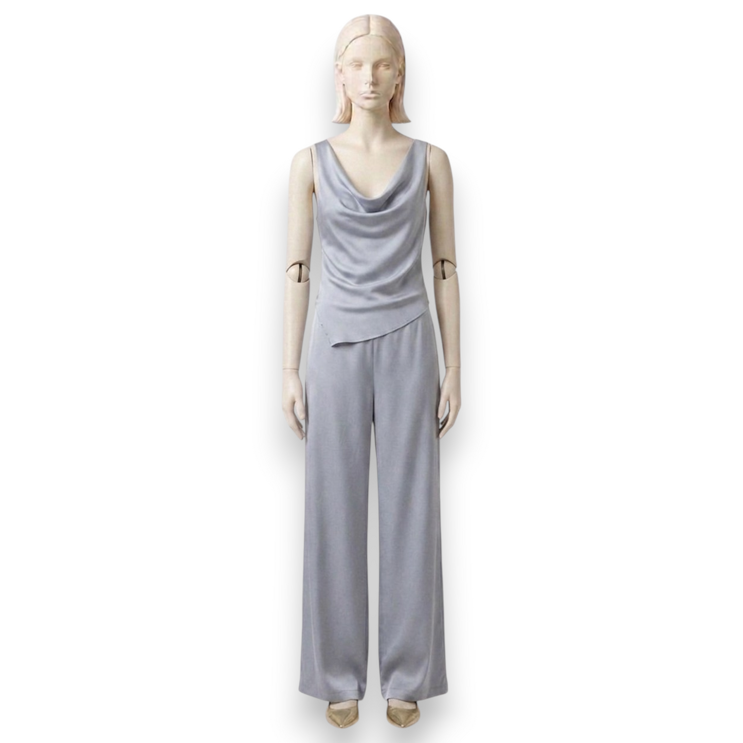 Moonlit Silver Silk Drape Ensemble