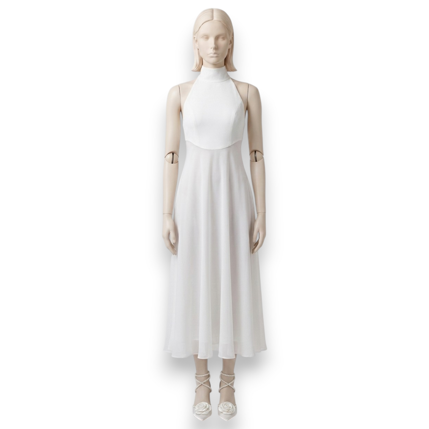 Alabaster Halter Midi Dress