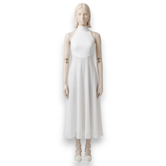 Alabaster Halter Midi Dress
