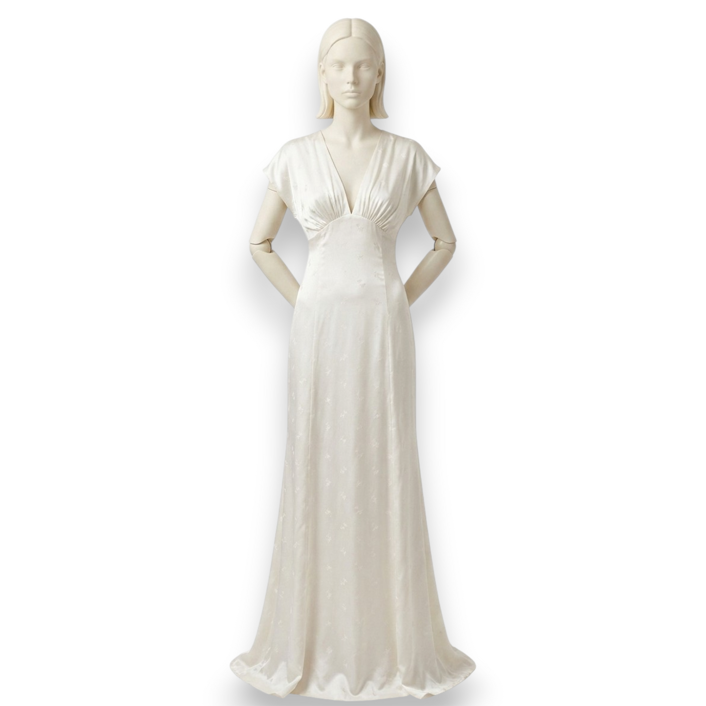 Mulberry Silk V-Neck Maxi Dress in Ivory