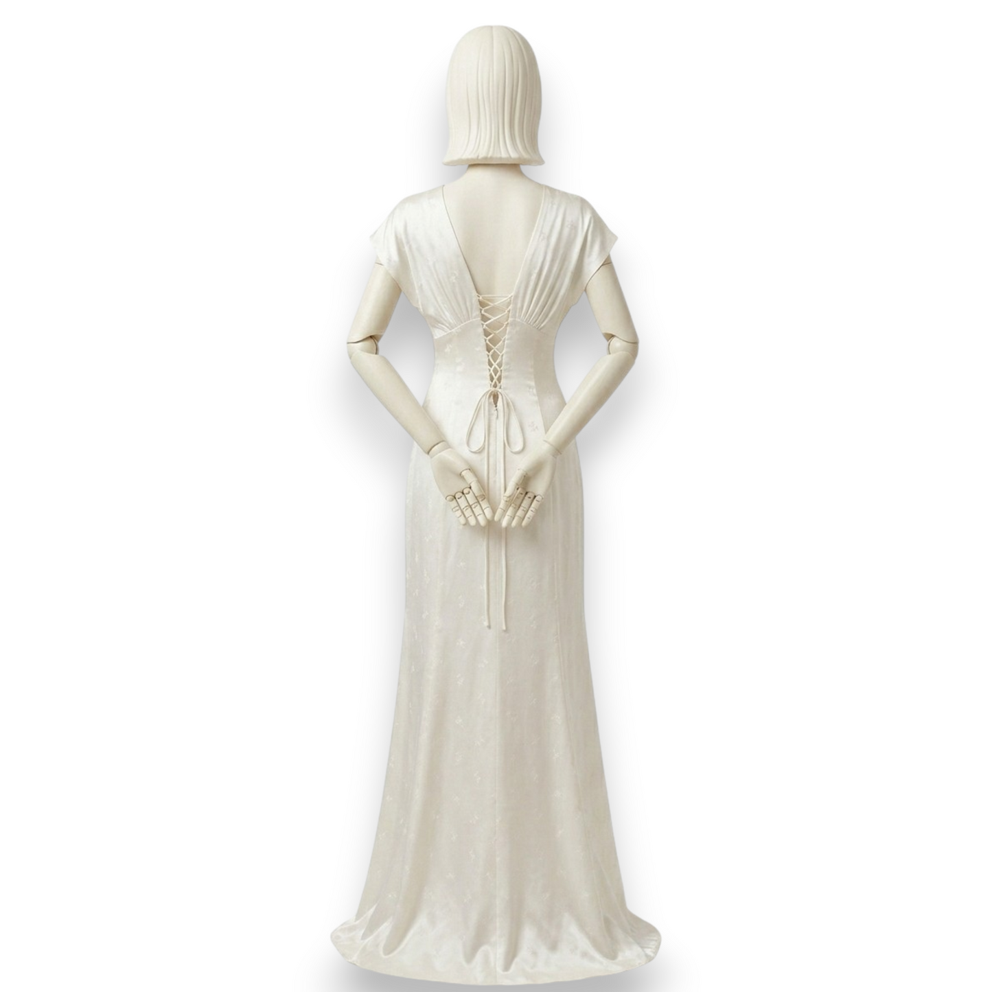 Mulberry Silk V-Neck Maxi Dress in Ivory